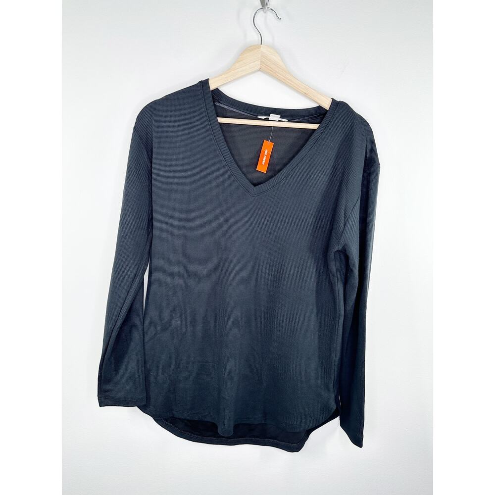Joe Fresh Black Thermal Long Sleeve V-Neck Shirt Womens XS NWT Casual Top